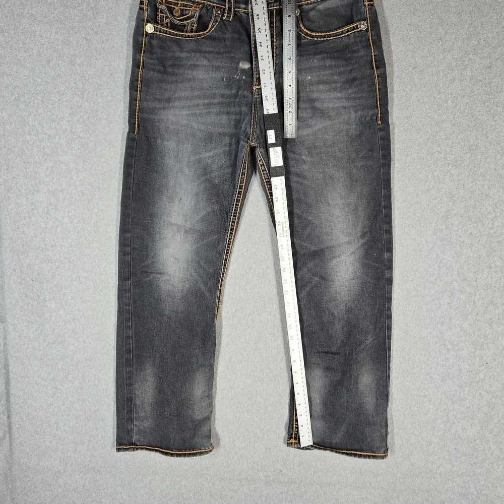 True Religion Men Jeans 36 Gray Denim Rocco Ricky Relaxed Straight Thick Stitch